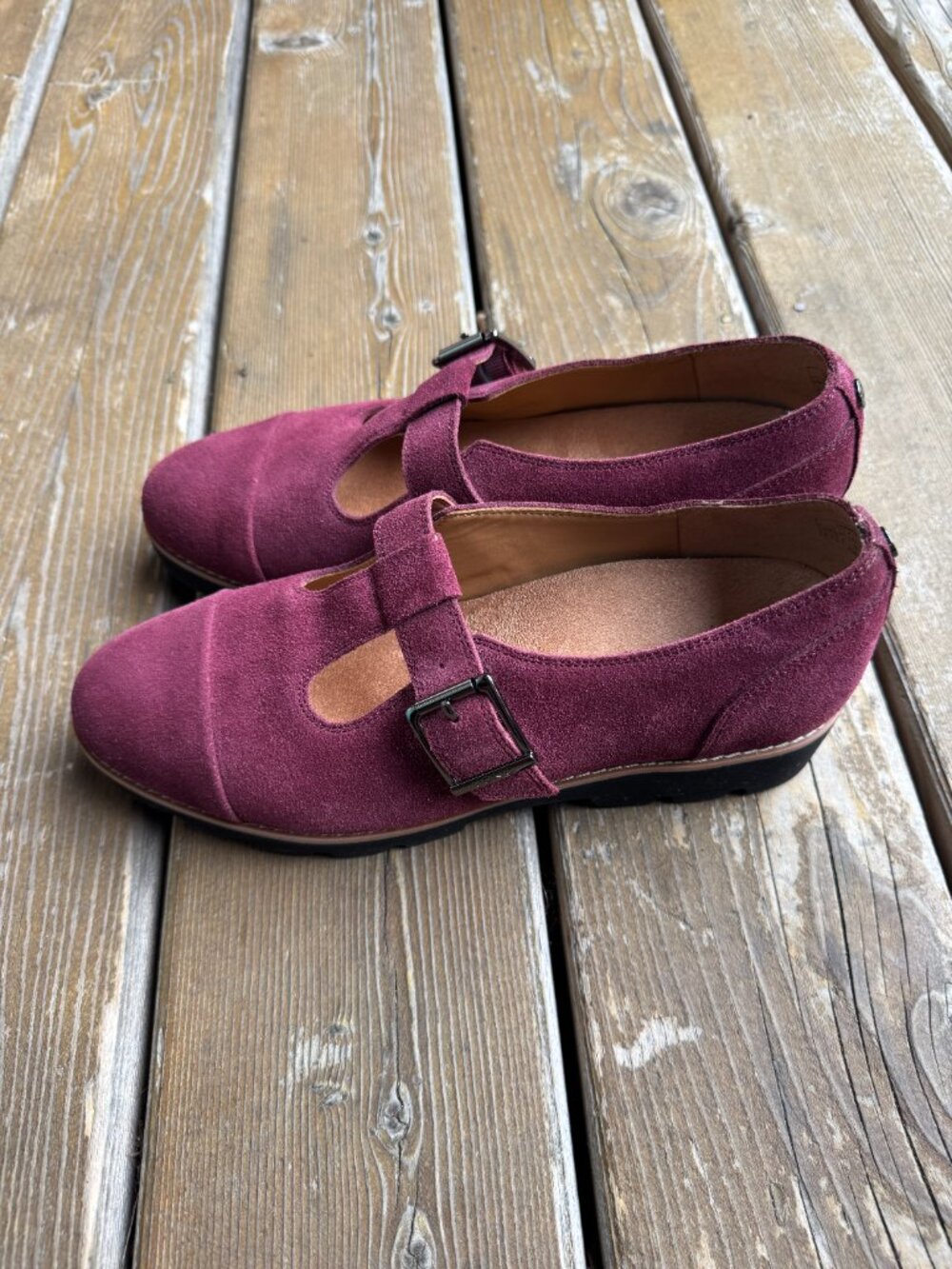 Vionic Carmen T-Strap Port Wine Colored Suede Loafers in Women's 8.5/EU 39 - Picture 9 of 16